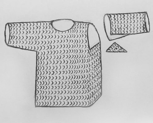 An older illustration of a chainmail shirt.