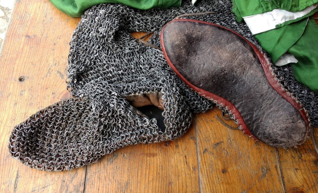 Chainmail Chausses with Leather Shoes