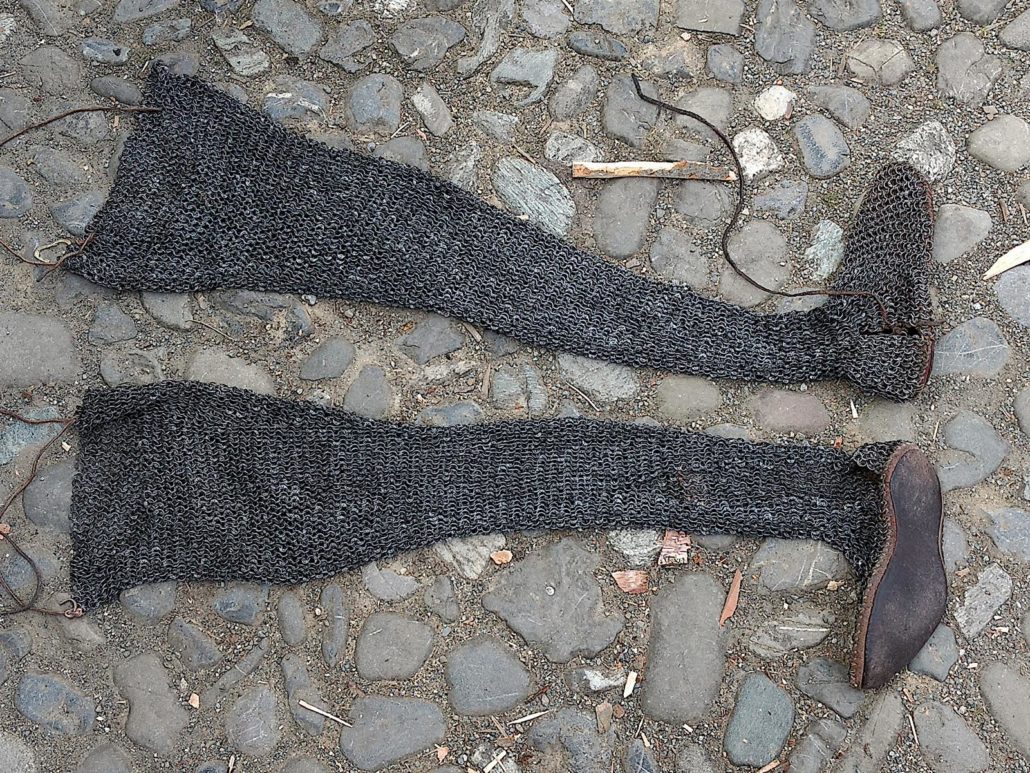 Reconstructed Chainmail Chausses with shoes